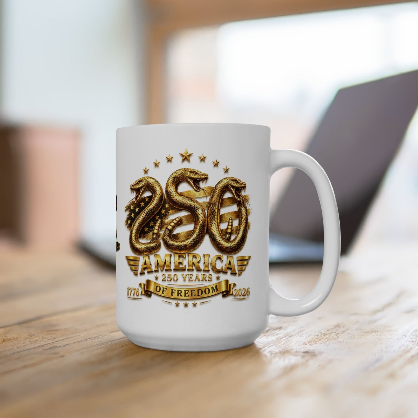 America 250 Gold Emblem Mug – 250 Years of Freedom Commemorative Mug (1776–2026)