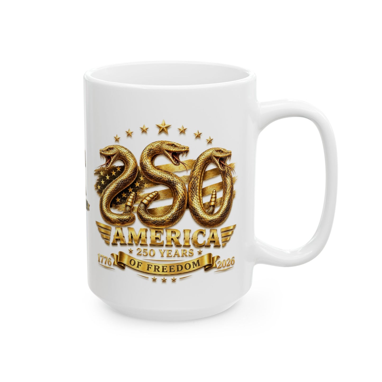 America 250 Gold Emblem Mug – 250 Years of Freedom Commemorative Mug (1776–2026)