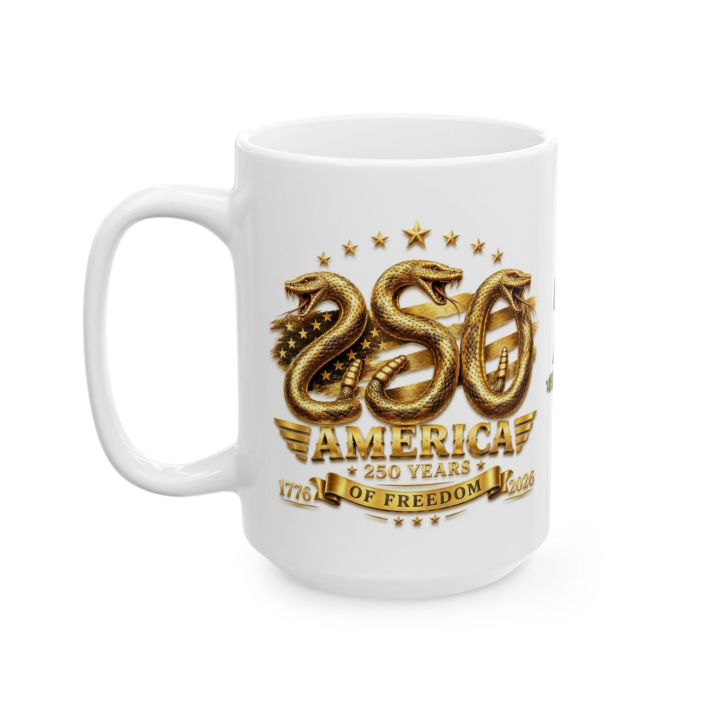 America 250 Gold Emblem Mug – 250 Years of Freedom Commemorative Mug (1776–2026)