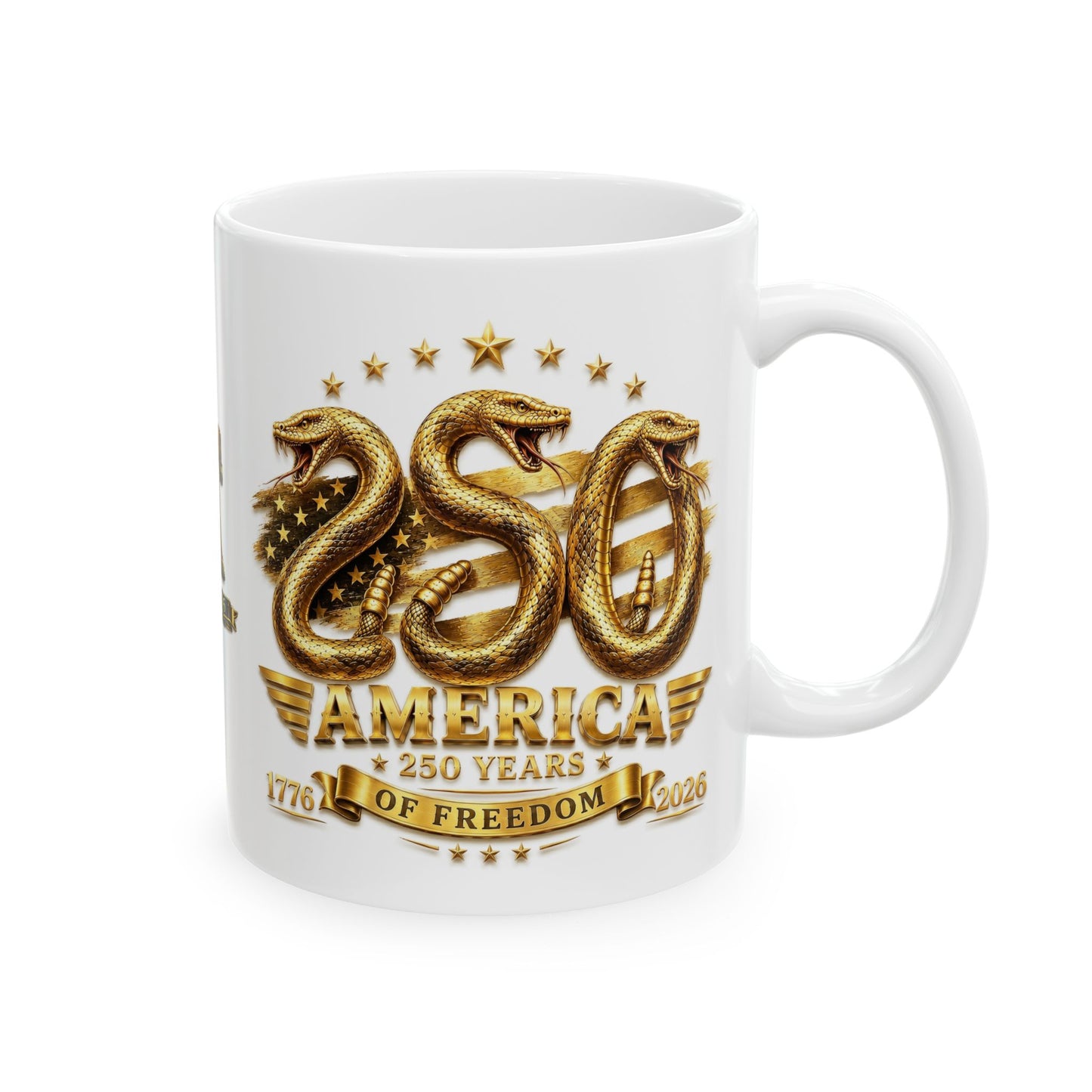 America 250 Gold Emblem Mug – 250 Years of Freedom Commemorative Mug (1776–2026)