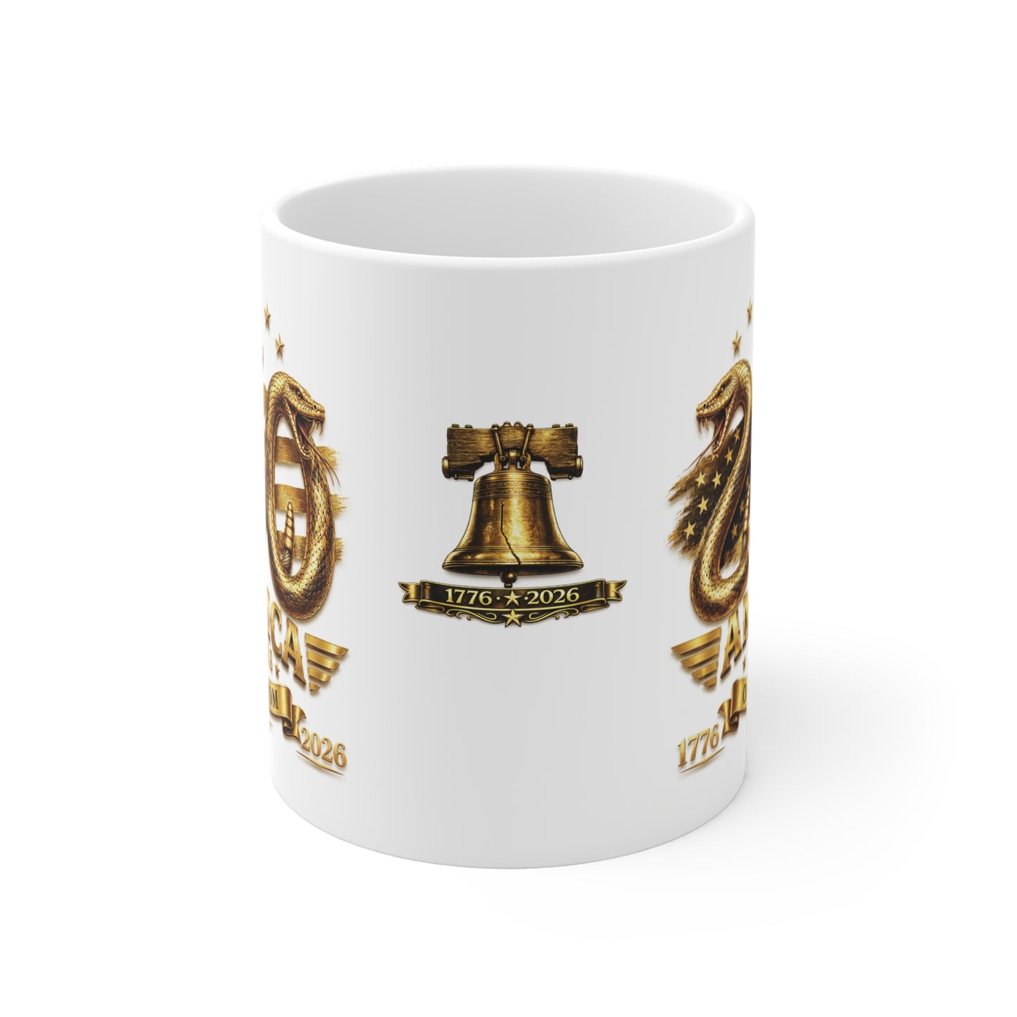 America 250 Years of Freedom Mug | 1776–2026 Commemorative Coffee Mug with Patriotic Rattlesnake Design