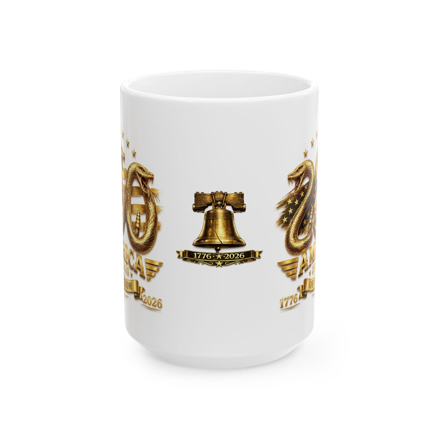 America 250 Gold Emblem Mug – 250 Years of Freedom Commemorative Mug (1776–2026)