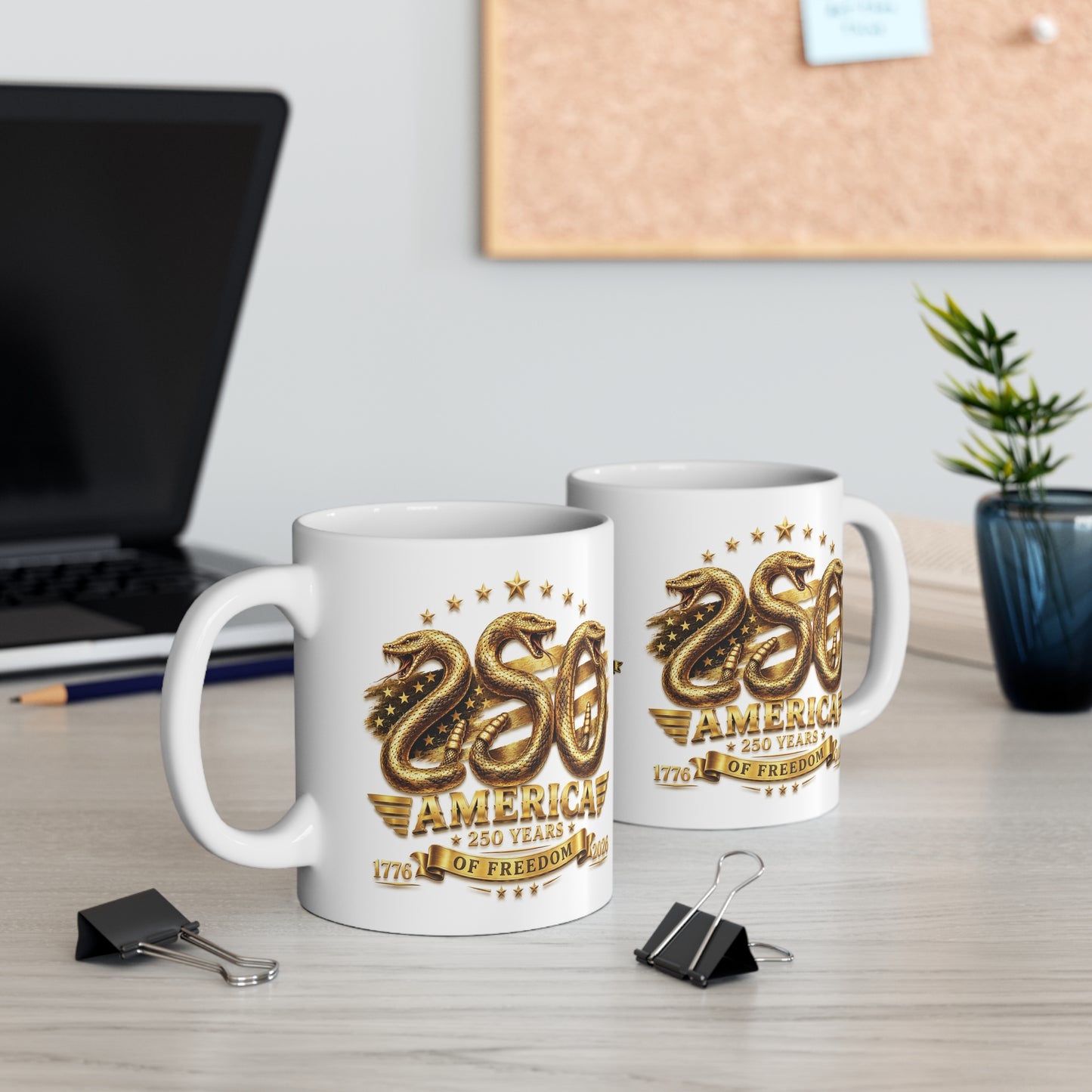 America 250 Years of Freedom Mug | 1776–2026 Commemorative Coffee Mug with Patriotic Rattlesnake Design