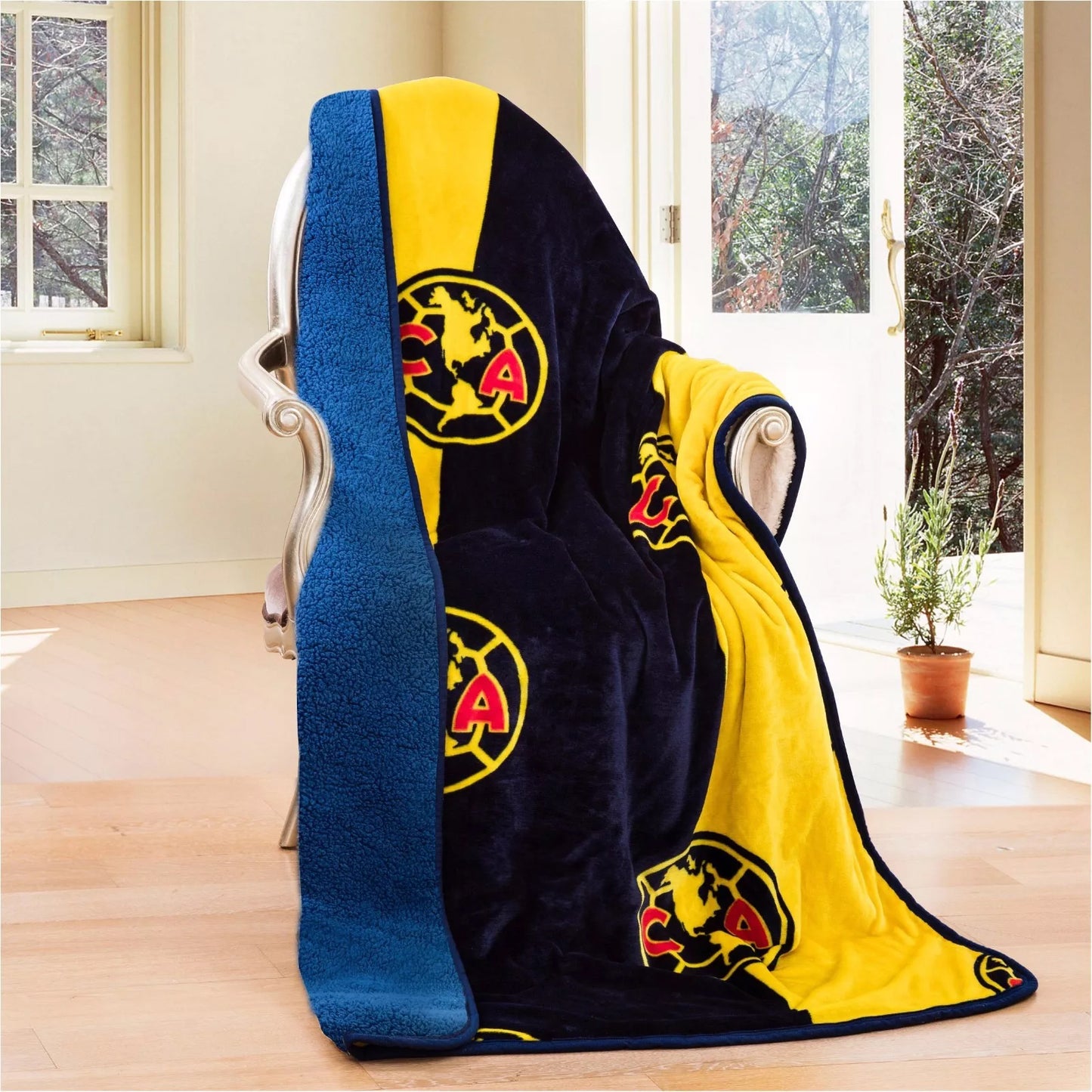 Club America Soccer Luxury Plush Throw Blanket 50x60 inch and Lightweight 100% Cotton Towel 30x60 in