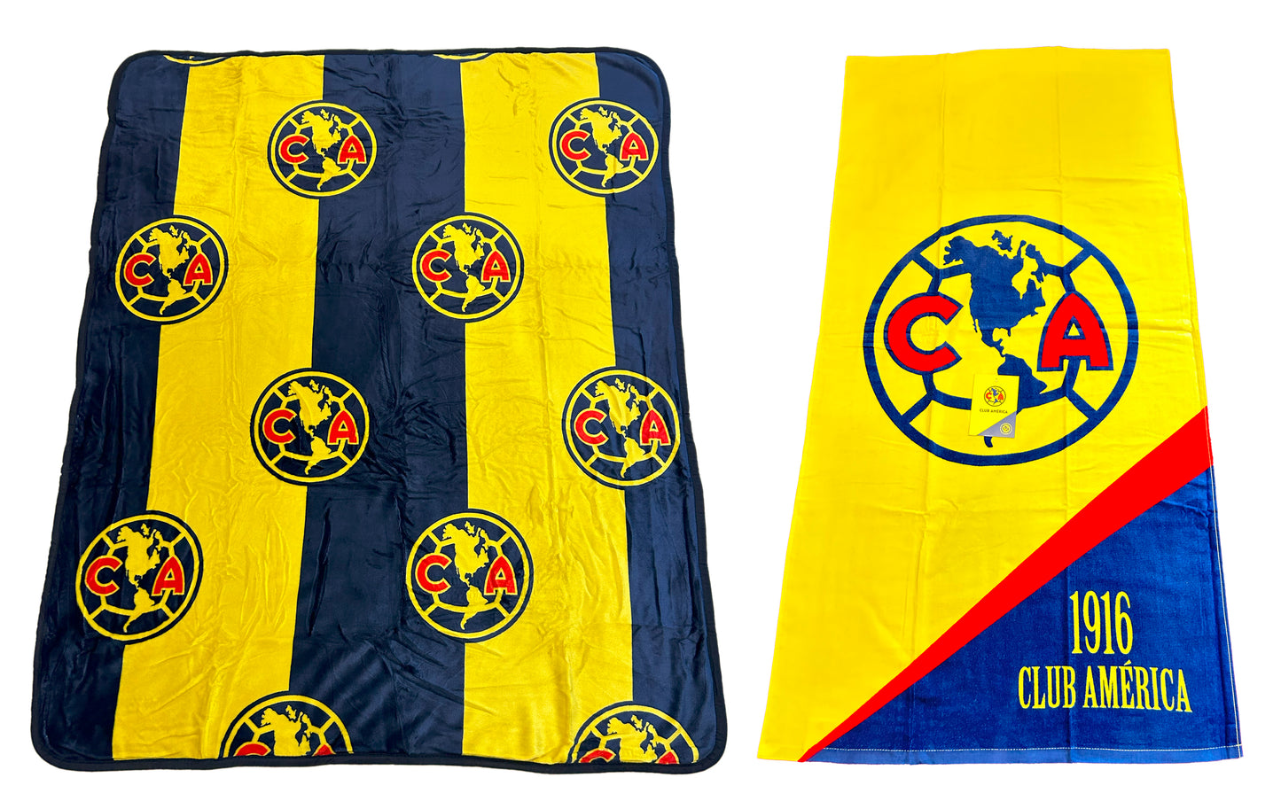 Club America Soccer Luxury Plush Throw Blanket 50x60 inch and Lightweight 100% Cotton Towel 30x60 in