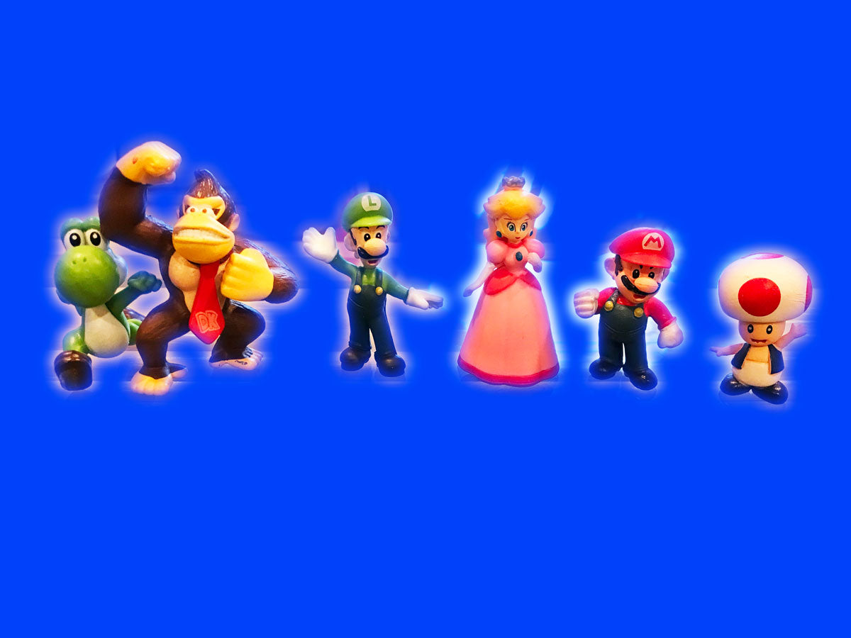 6 Piece Mario Action Figure Play Set and/or Cake Topper