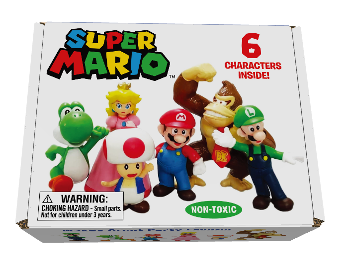 6 Piece Mario Action Figure Play Set and/or Cake Topper