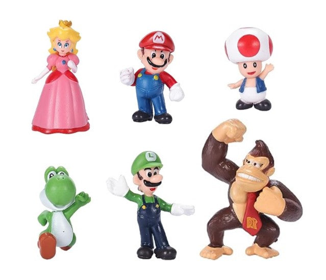 6 Piece Mario Action Figure Play Set and/or Cake Topper