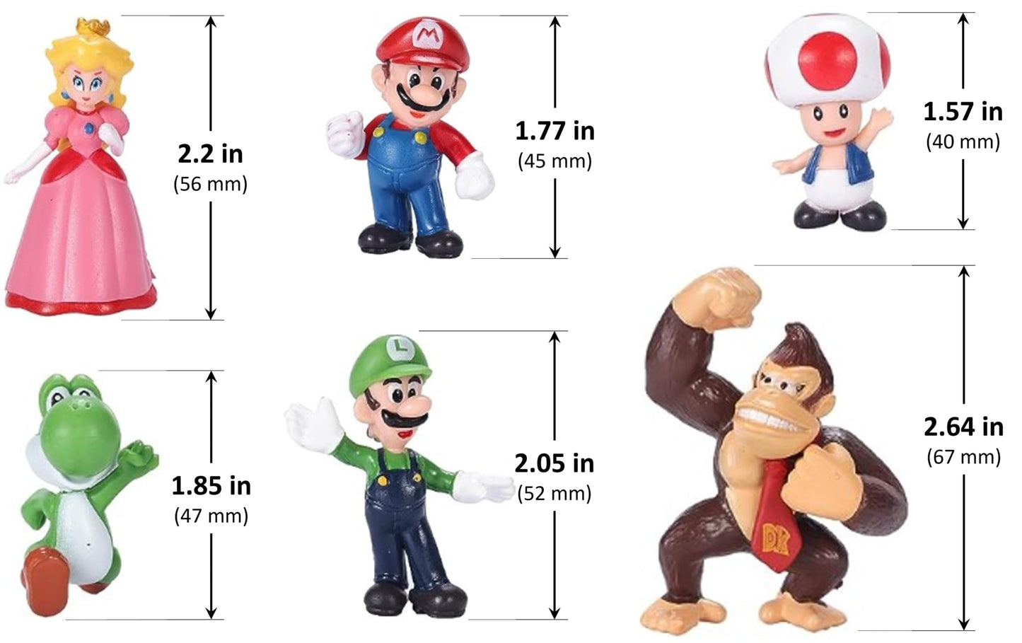 6 Piece Mario Action Figure Play Set and/or Cake Topper