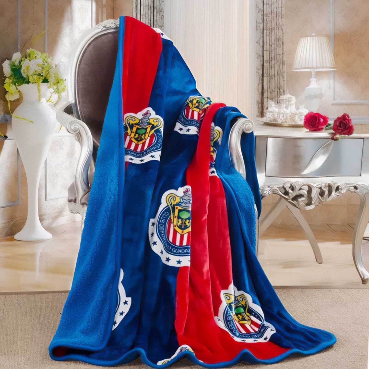 Chivas Soccer Luxury Plush Throw Blanket 50x60 inch and Lightweight 100% Cotton Towel 30x60 in